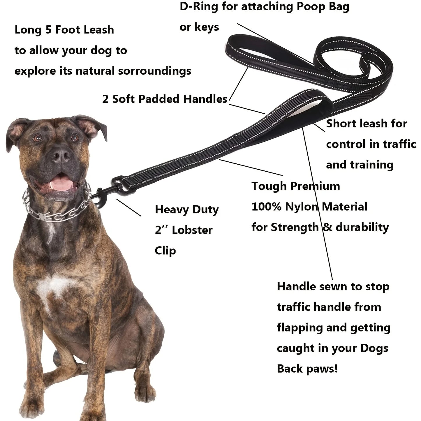 Heavy-Duty Double Handle Dog Leash