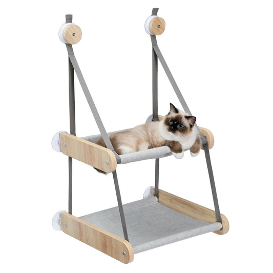 Double Cat Window Hammock Perch