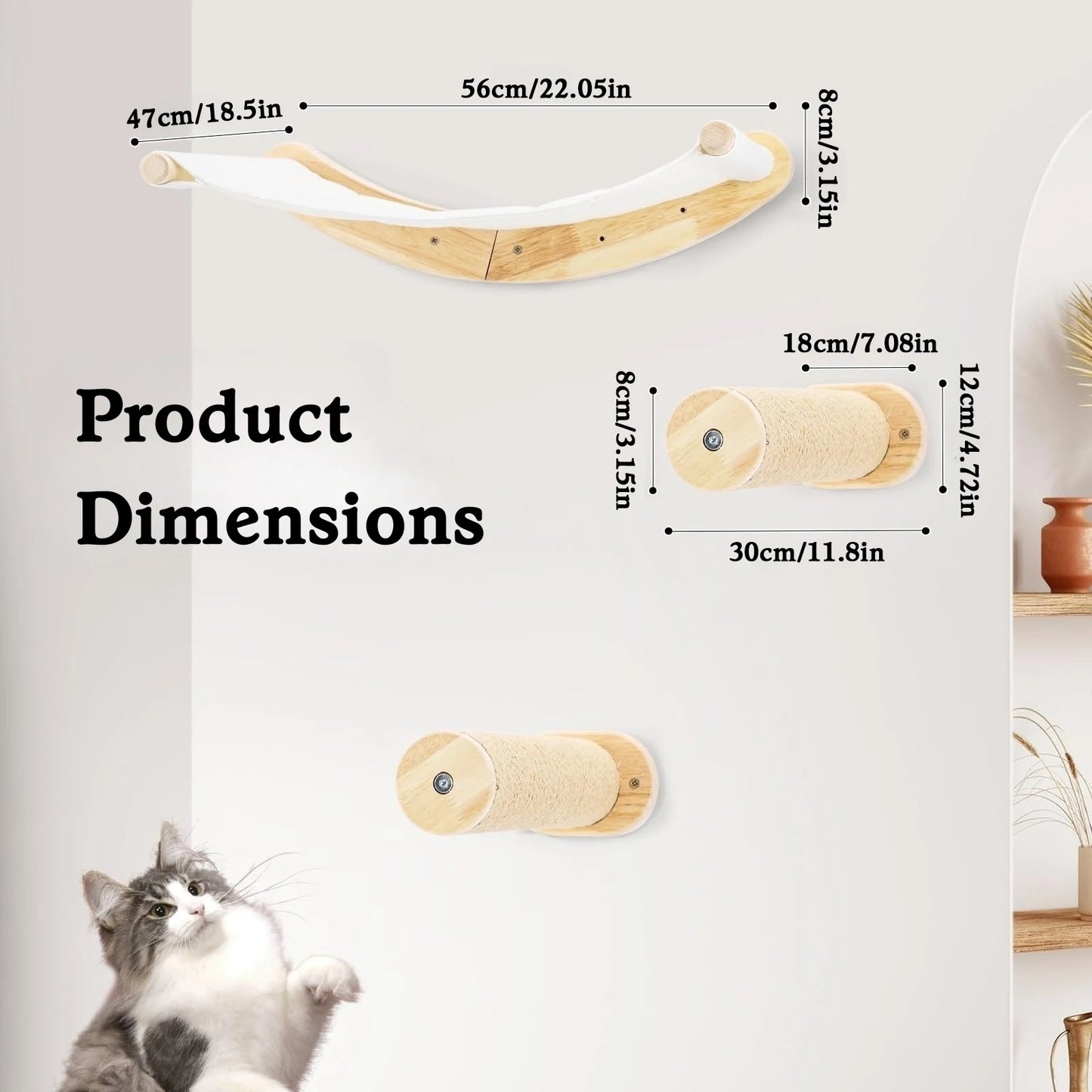 Wall-Mounted Cat Hammock & Shelves