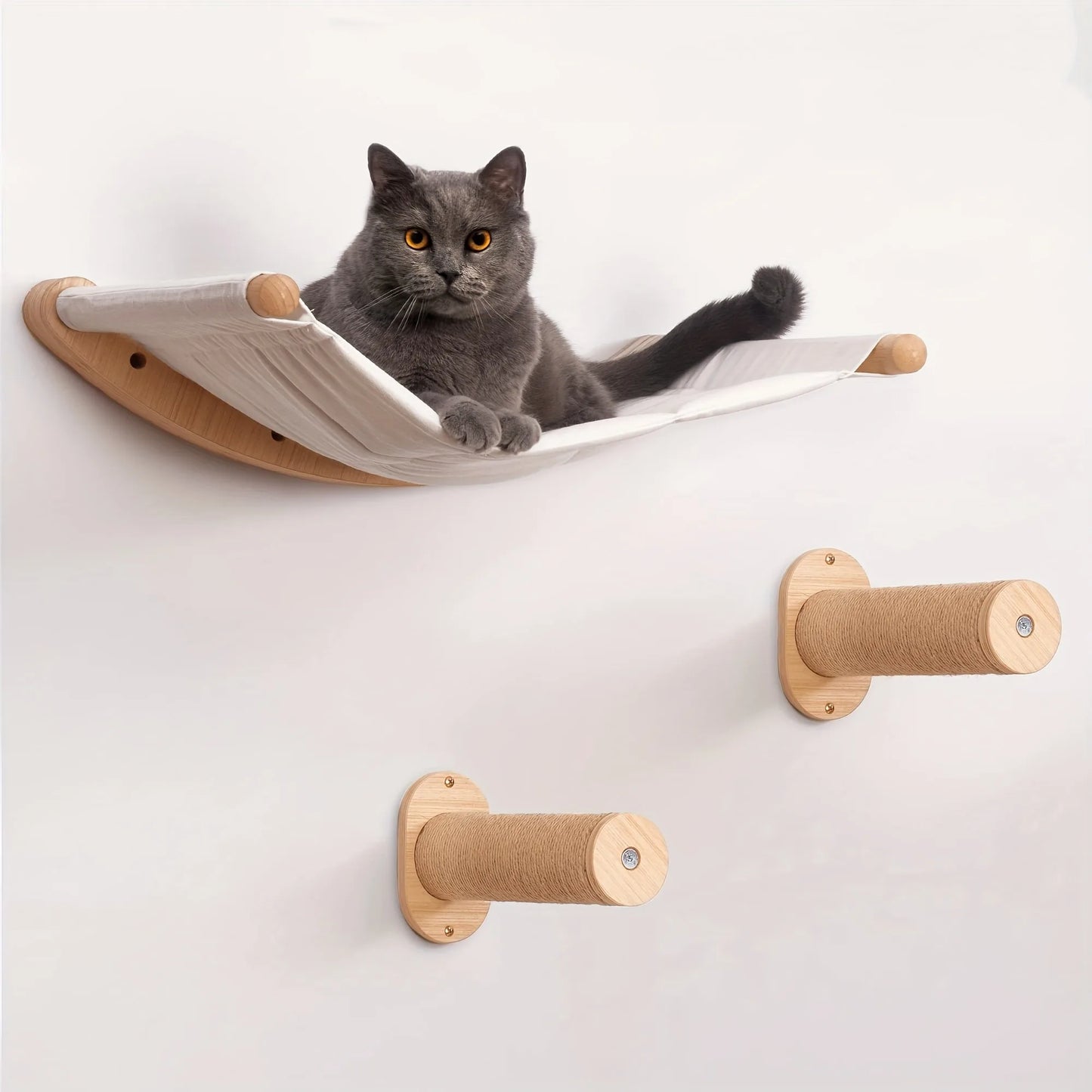 Wall-Mounted Cat Hammock & Shelves