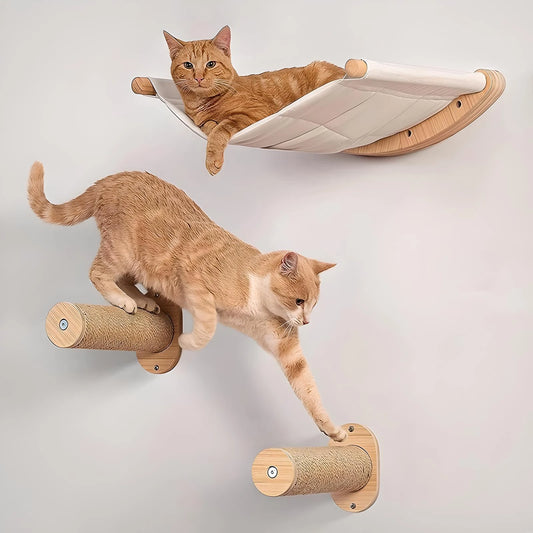 Wall-Mounted Cat Hammock & Shelves